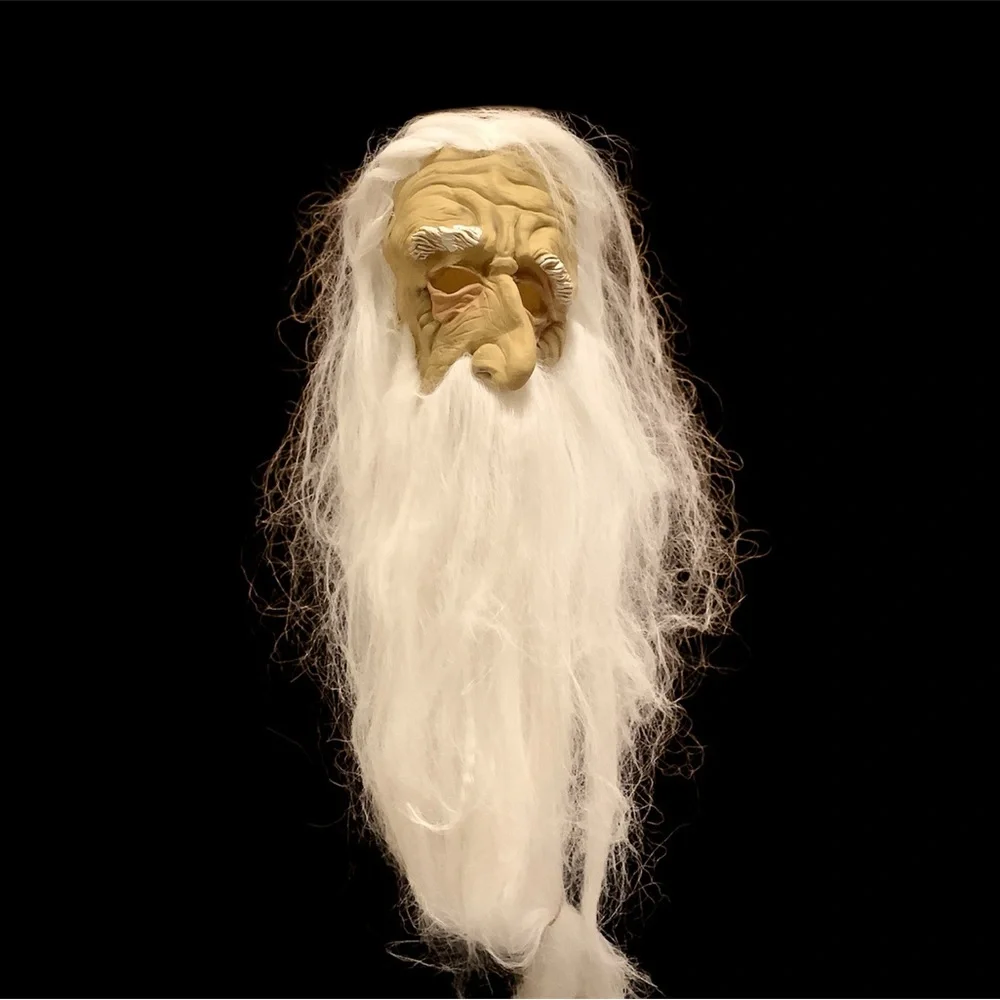 Wizard/Elderly Man Costume Mask with Long Hair & Beard. Great for Halloween NEW!